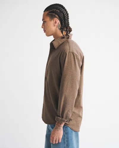 Abercrombie & Fitch Brushed Button-up Shirt In Brown