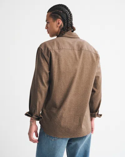 Abercrombie & Fitch Brushed Button-up Shirt In Brown