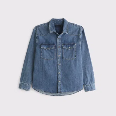Abercrombie & Fitch Western Denim Button-up Shirt In Blue