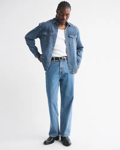 Abercrombie & Fitch Western Denim Button-up Shirt In Blue