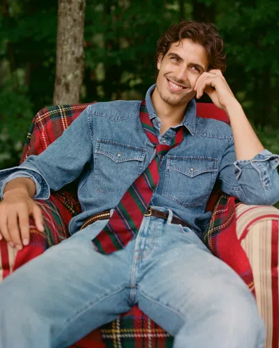 Abercrombie & Fitch Western Denim Button-up Shirt In Blue