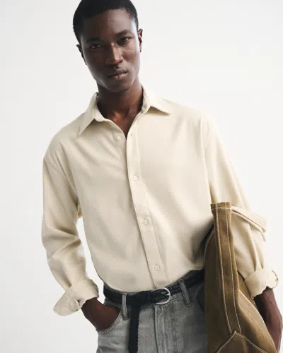 Abercrombie & Fitch Brushed Button-up Shirt In White