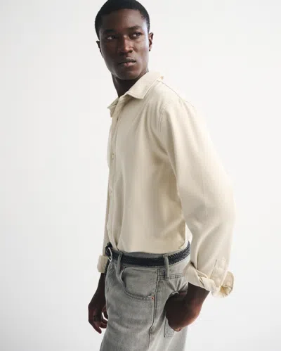 Abercrombie & Fitch Brushed Button-up Shirt In White