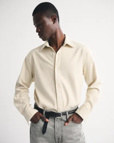 Abercrombie & Fitch Brushed Button-up Shirt In White