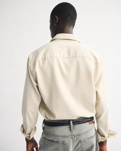 Abercrombie & Fitch Brushed Button-up Shirt In White