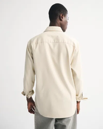 Abercrombie & Fitch Brushed Button-up Shirt In White