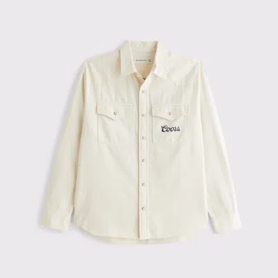 Abercrombie & Fitch Coors Denim Button-up Shirt In White