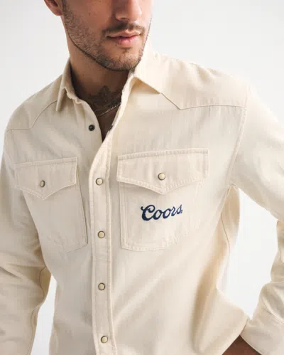 Abercrombie & Fitch Coors Denim Button-up Shirt In White