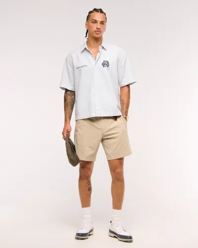 Abercrombie & Fitch Short-sleeve Random Golf Club Button-up Shirt In White