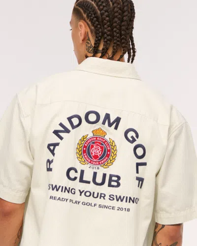 Abercrombie & Fitch Short-sleeve Random Golf Club Button-up Shirt In Sand