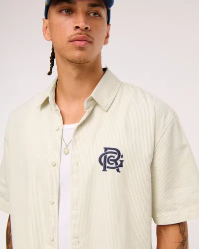 Abercrombie & Fitch Short-sleeve Random Golf Club Button-up Shirt In Sand