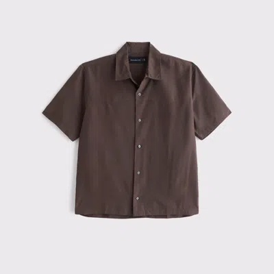 Abercrombie & Fitch Short-sleeve Cupro Button-up Shirt In Brown