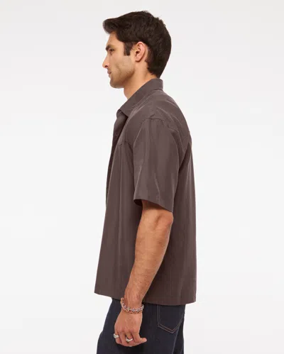 Abercrombie & Fitch Short-sleeve Cupro Button-up Shirt In Brown