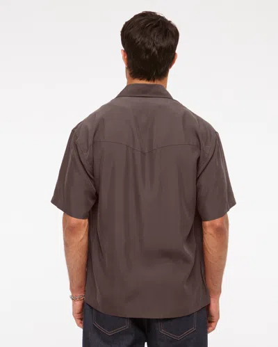 Abercrombie & Fitch Short-sleeve Cupro Button-up Shirt In Brown