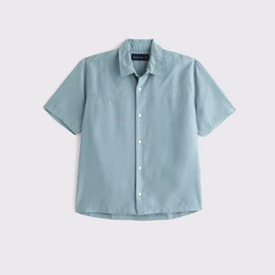 Abercrombie & Fitch Short-sleeve Cupro Button-up Shirt In Blue