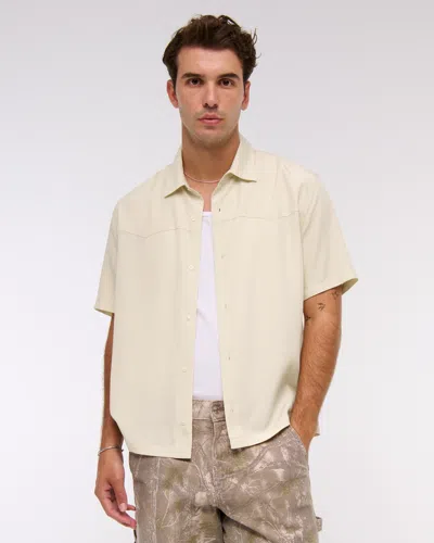 Abercrombie & Fitch Short-sleeve Cupro Button-up Shirt In Brown