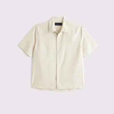 Abercrombie & Fitch Short-sleeve Cupro Button-up Shirt In Brown