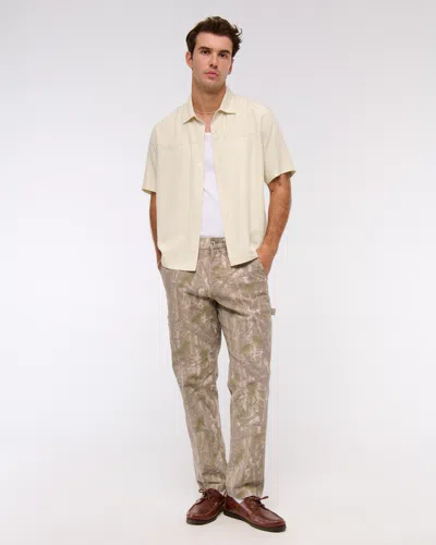 Abercrombie & Fitch Short-sleeve Cupro Button-up Shirt In Brown