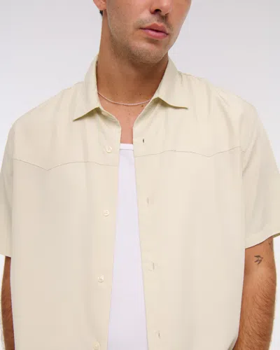 Abercrombie & Fitch Short-sleeve Cupro Button-up Shirt In Brown