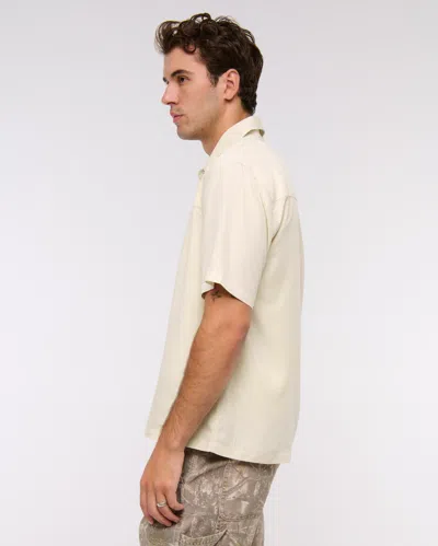 Abercrombie & Fitch Short-sleeve Cupro Button-up Shirt In Brown