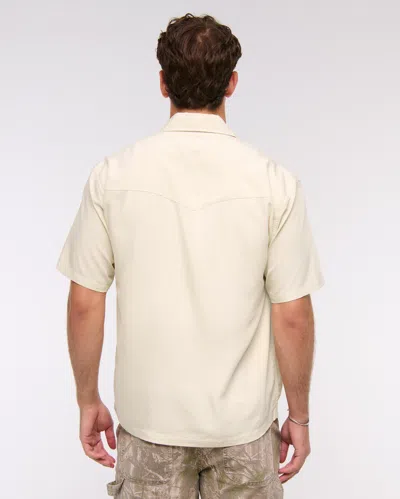 Abercrombie & Fitch Short-sleeve Cupro Button-up Shirt In Brown