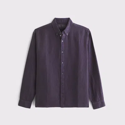 Abercrombie & Fitch Linen Button-up Shirt In Purple