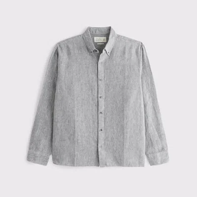 Abercrombie & Fitch Linen Button-up Shirt In Gray