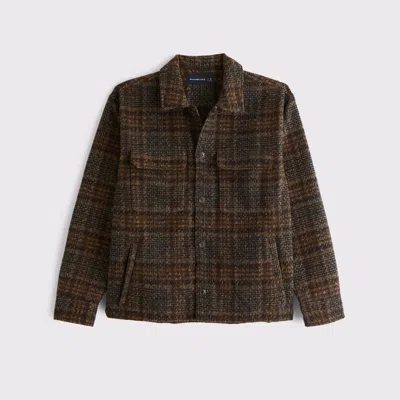 Abercrombie & Fitch Boucle Shirt Jacket In Brown