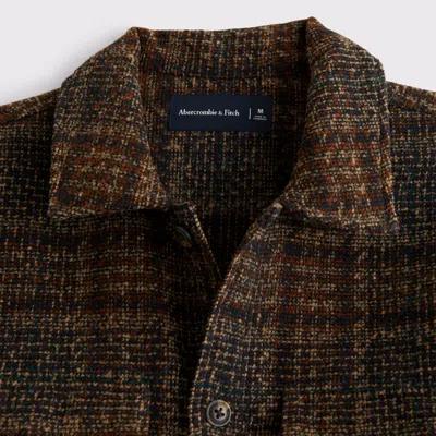 Abercrombie & Fitch Boucle Shirt Jacket In Brown