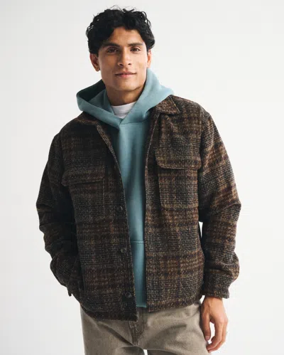 Abercrombie & Fitch Boucle Shirt Jacket In Brown