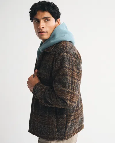 Abercrombie & Fitch Boucle Shirt Jacket In Brown