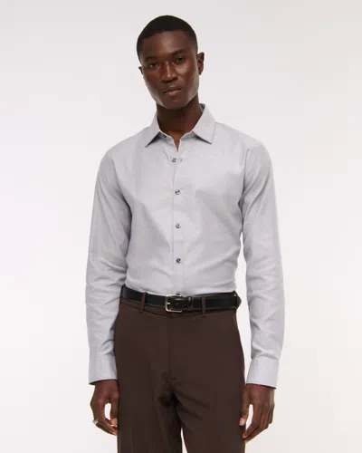Abercrombie & Fitch A&f Collins Slim Stretch Suiting Shirt In Gray