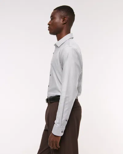 Abercrombie & Fitch A&f Collins Slim Stretch Suiting Shirt In Gray