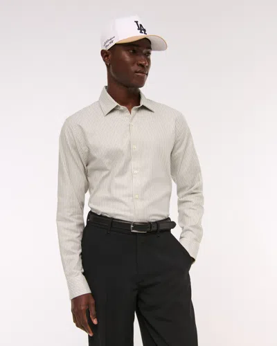 Abercrombie & Fitch A&f Collins Slim Stretch Suiting Shirt In Neutral