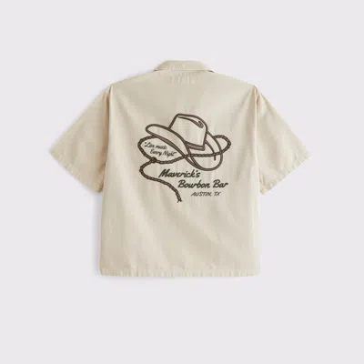 Abercrombie & Fitch Short-sleeve Western Graphic Button-up Shirt In Neutral