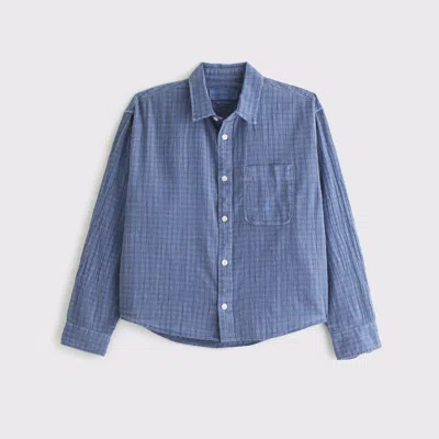 Abercrombie & Fitch Garment-dye Plaid Button-up Shirt In Blue