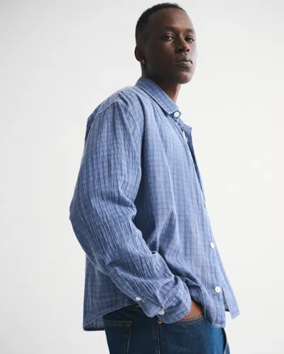 Abercrombie & Fitch Garment-dye Plaid Button-up Shirt In Blue