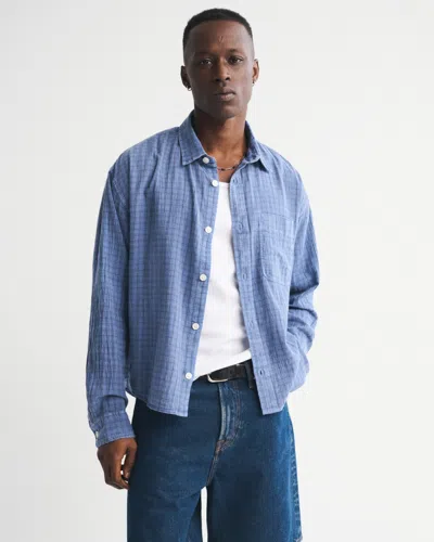 Abercrombie & Fitch Garment-dye Plaid Button-up Shirt In Blue
