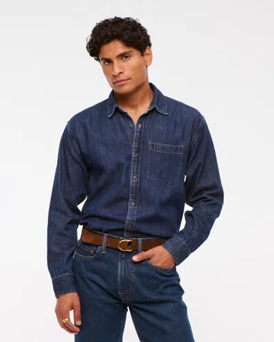 Abercrombie & Fitch Denim Button-up Shirt In Blue