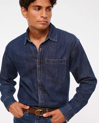 Abercrombie & Fitch Denim Button-up Shirt In Blue