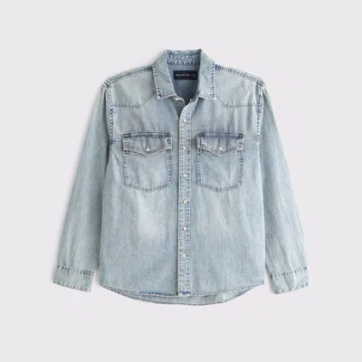 Abercrombie & Fitch Denim Button-up Shirt In Blue