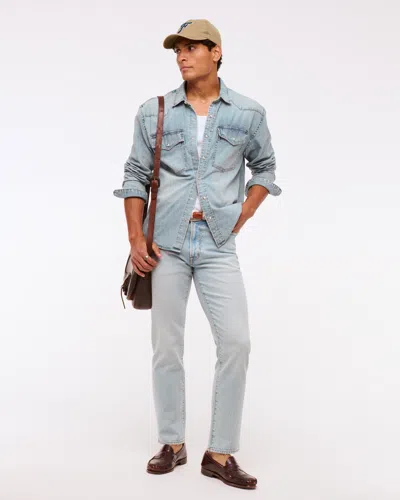 Abercrombie & Fitch Denim Button-up Shirt In Blue