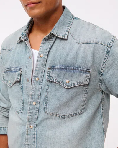 Abercrombie & Fitch Denim Button-up Shirt In Blue