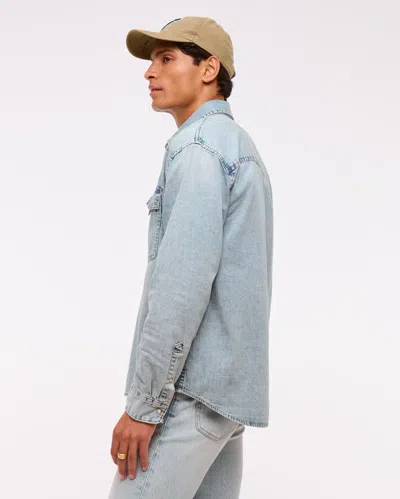 Abercrombie & Fitch Denim Button-up Shirt In Blue