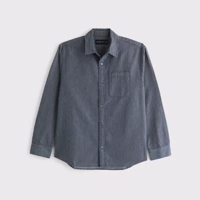 Abercrombie & Fitch Twill Button-up Shirt In Blue