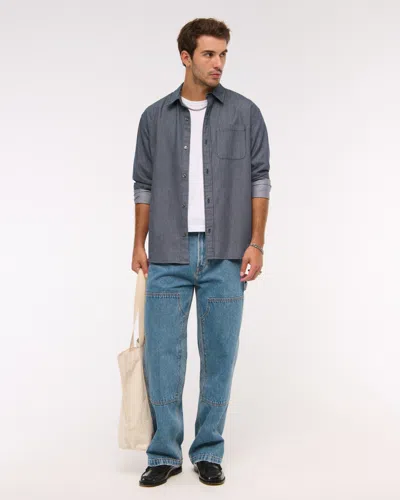 Abercrombie & Fitch Twill Button-up Shirt In Blue