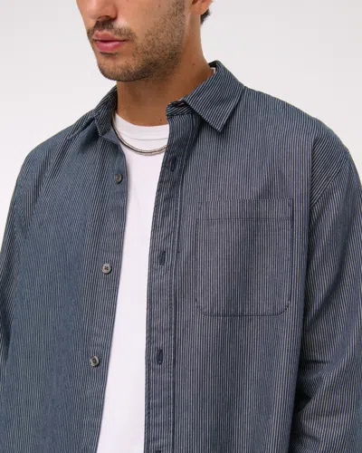 Abercrombie & Fitch Twill Button-up Shirt In Blue