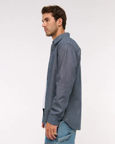 Abercrombie & Fitch Twill Button-up Shirt In Blue