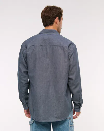 Abercrombie & Fitch Twill Button-up Shirt In Blue