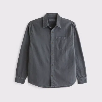 Abercrombie & Fitch Twill Button-up Shirt In Gray